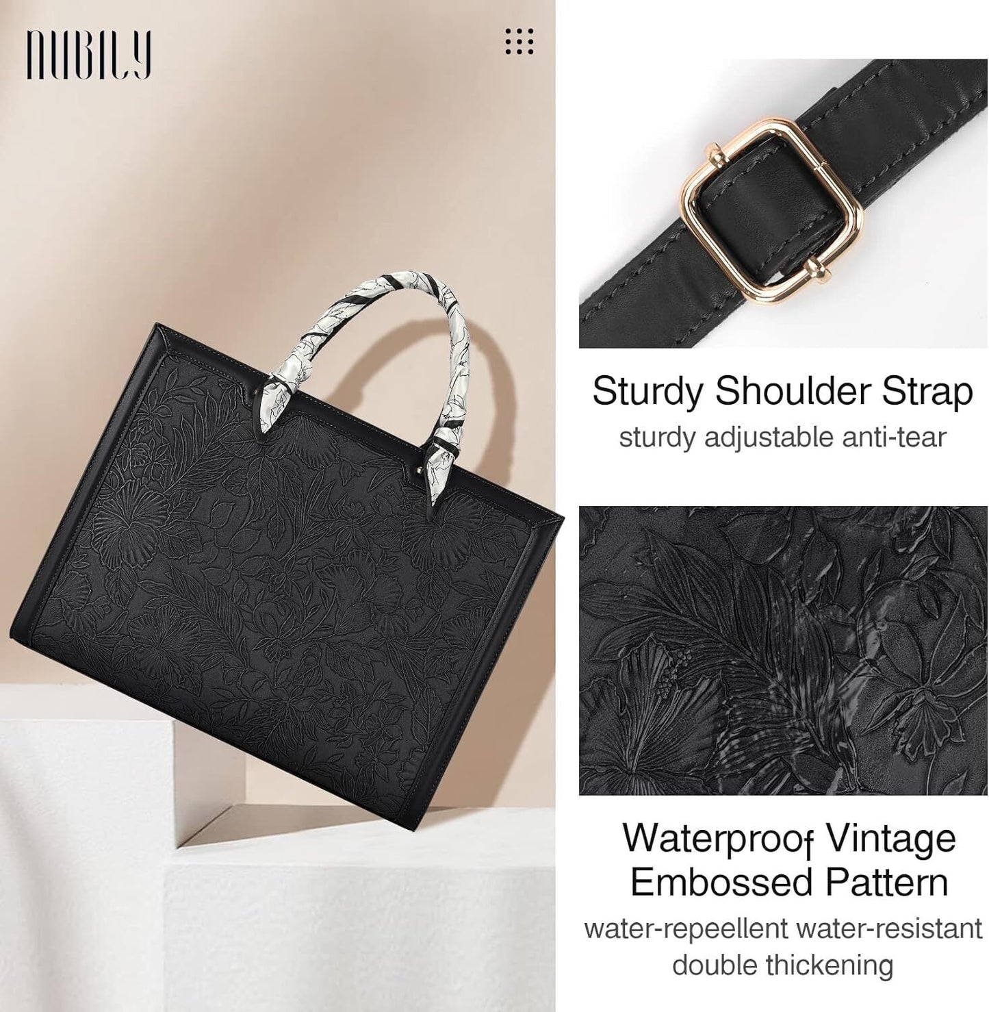 NUBILY Laptop Bags for Women 15.6 Inch Large Tote Bag Ladies Leather Laptop Wor