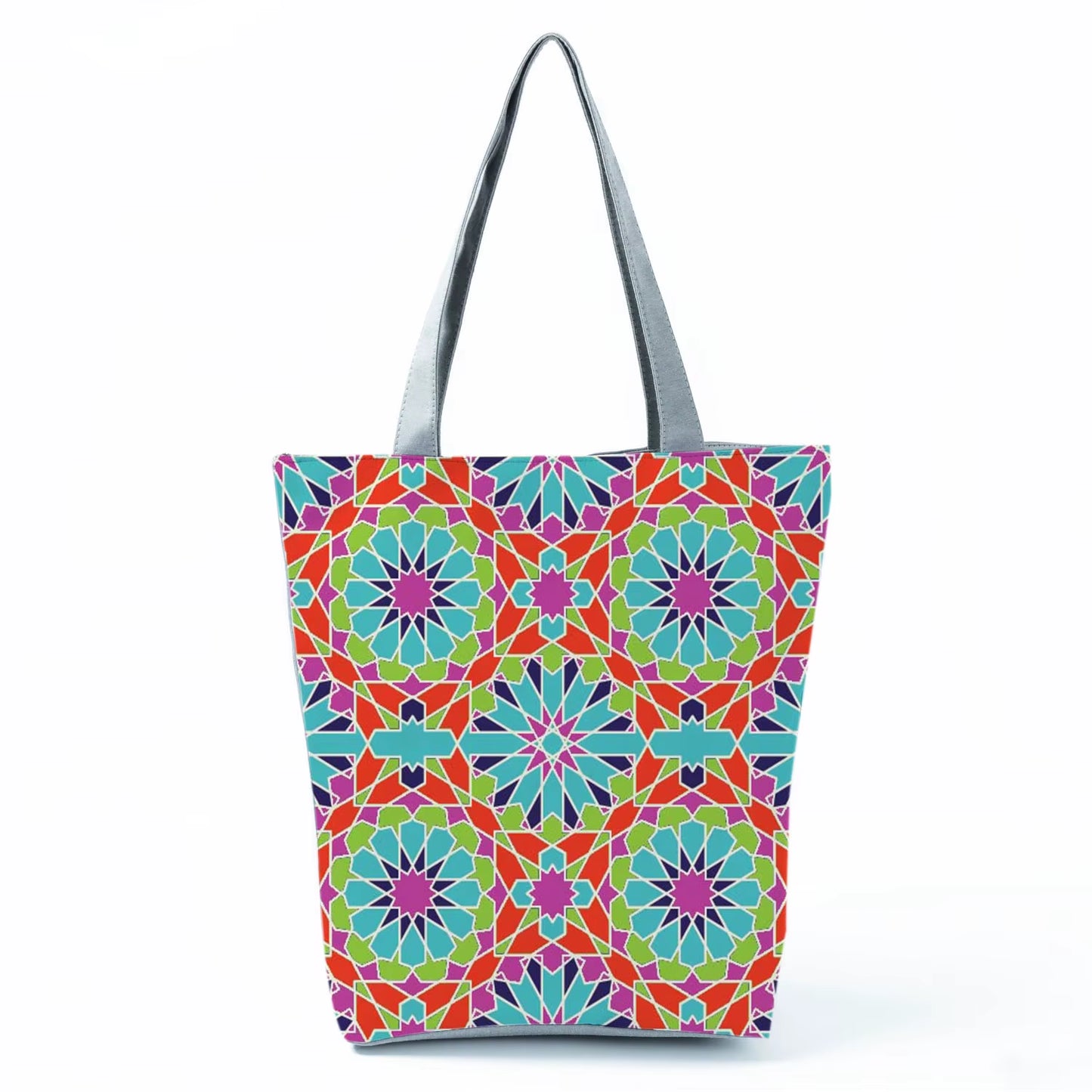 2021 New Fashion Tote Geometry Floral Print Handbags for Women High Quality All-Match Beach Bag Eco Friendly Portable Women Bags