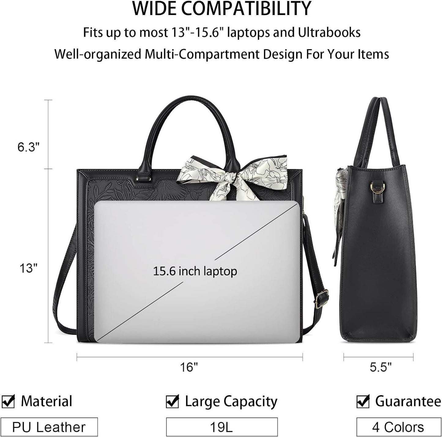 NUBILY Laptop Bags for Women 15.6 Inch Large Tote Bag Ladies Leather Laptop Wor