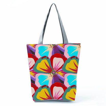 2021 New Fashion Tote Geometry Floral Print Handbags for Women High Quality All-Match Beach Bag Eco Friendly Portable Women Bags