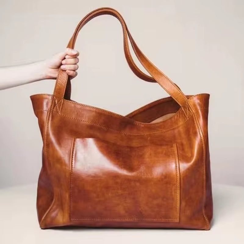 Women'S Soft Pu Leather Tote Vintage Shoulder Bag with Big Side Tote Bag Stylish Handbag with Top Handle Bags Bolsa Feminina