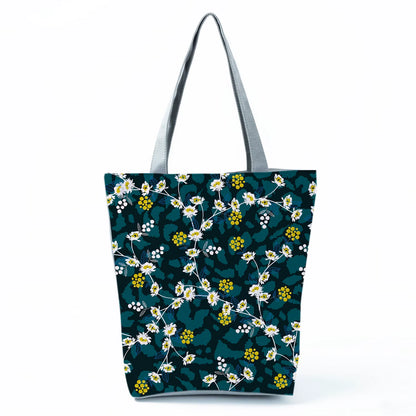 2021 New Fashion Tote Geometry Floral Print Handbags for Women High Quality All-Match Beach Bag Eco Friendly Portable Women Bags