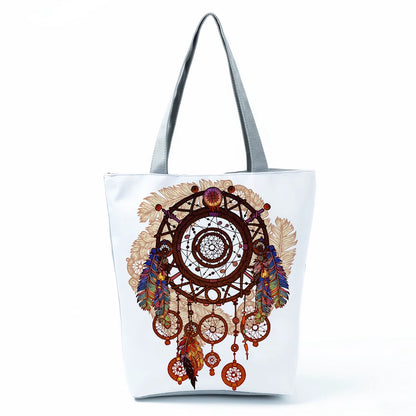 2021 New Fashion Tote Geometry Floral Print Handbags for Women High Quality All-Match Beach Bag Eco Friendly Portable Women Bags