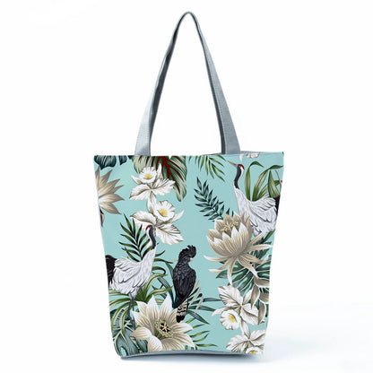2021 New Fashion Tote Geometry Floral Print Handbags for Women High Quality All-Match Beach Bag Eco Friendly Portable Women Bags