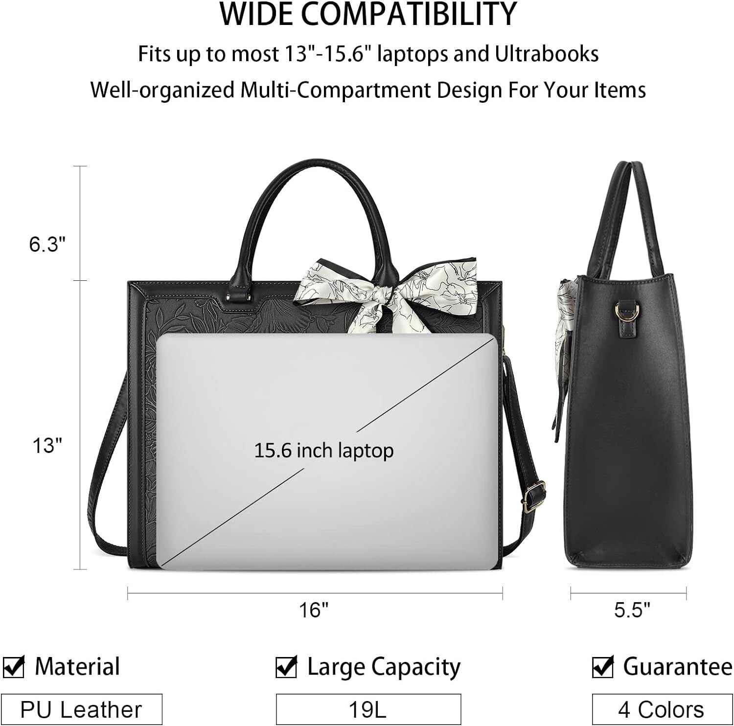NUBILY Laptop Bags for Women 15.6 Inch Large Tote Bag Ladies Leather Laptop Wor