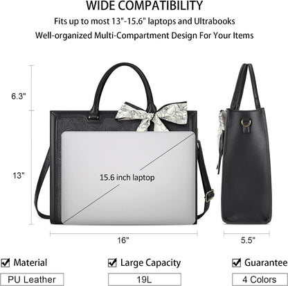 NUBILY Laptop Bags for Women 15.6 Inch Large Tote Bag Ladies Leather Laptop Wor