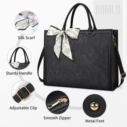 NUBILY Laptop Bags for Women 15.6 Inch Large Tote Bag Ladies Leather Laptop Wor