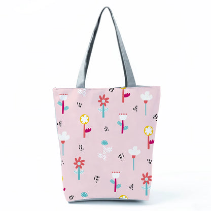 2021 New Fashion Tote Geometry Floral Print Handbags for Women High Quality All-Match Beach Bag Eco Friendly Portable Women Bags