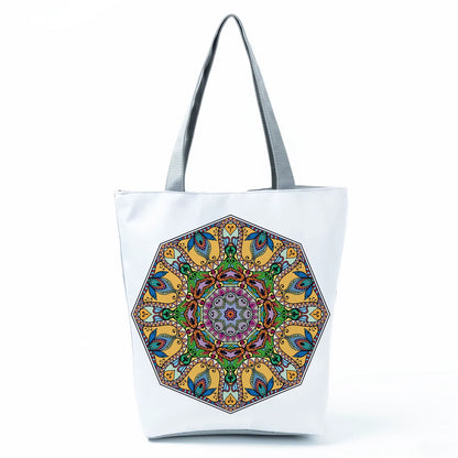 2021 New Fashion Tote Geometry Floral Print Handbags for Women High Quality All-Match Beach Bag Eco Friendly Portable Women Bags