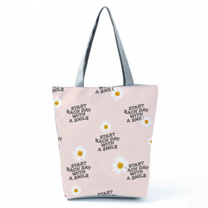 2021 New Fashion Tote Geometry Floral Print Handbags for Women High Quality All-Match Beach Bag Eco Friendly Portable Women Bags