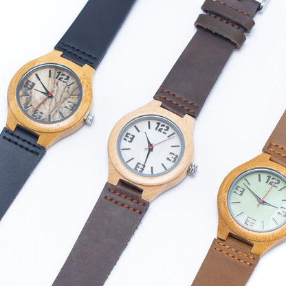 Bamboo Watch Eco Natural Leather Strap WA-327-2
