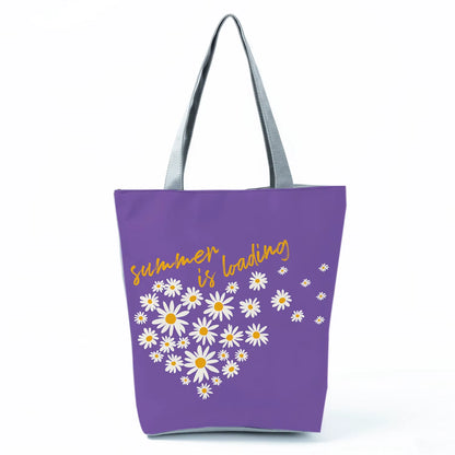 2021 New Fashion Tote Geometry Floral Print Handbags for Women High Quality All-Match Beach Bag Eco Friendly Portable Women Bags
