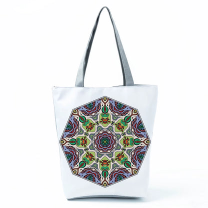 2021 New Fashion Tote Geometry Floral Print Handbags for Women High Quality All-Match Beach Bag Eco Friendly Portable Women Bags