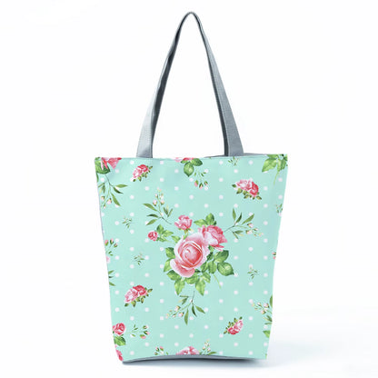 2021 New Fashion Tote Geometry Floral Print Handbags for Women High Quality All-Match Beach Bag Eco Friendly Portable Women Bags