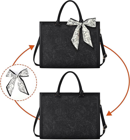 NUBILY Laptop Bags for Women 15.6 Inch Large Tote Bag Ladies Leather Laptop Wor