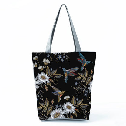 2021 New Fashion Tote Geometry Floral Print Handbags for Women High Quality All-Match Beach Bag Eco Friendly Portable Women Bags