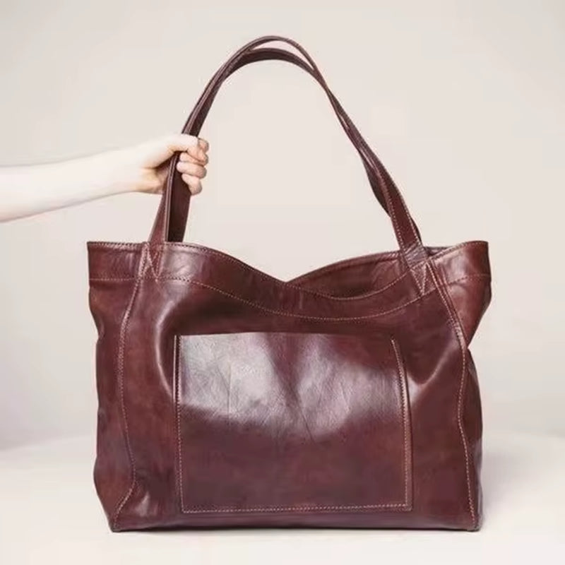 Women'S Soft Pu Leather Tote Vintage Shoulder Bag with Big Side Tote Bag Stylish Handbag with Top Handle Bags Bolsa Feminina